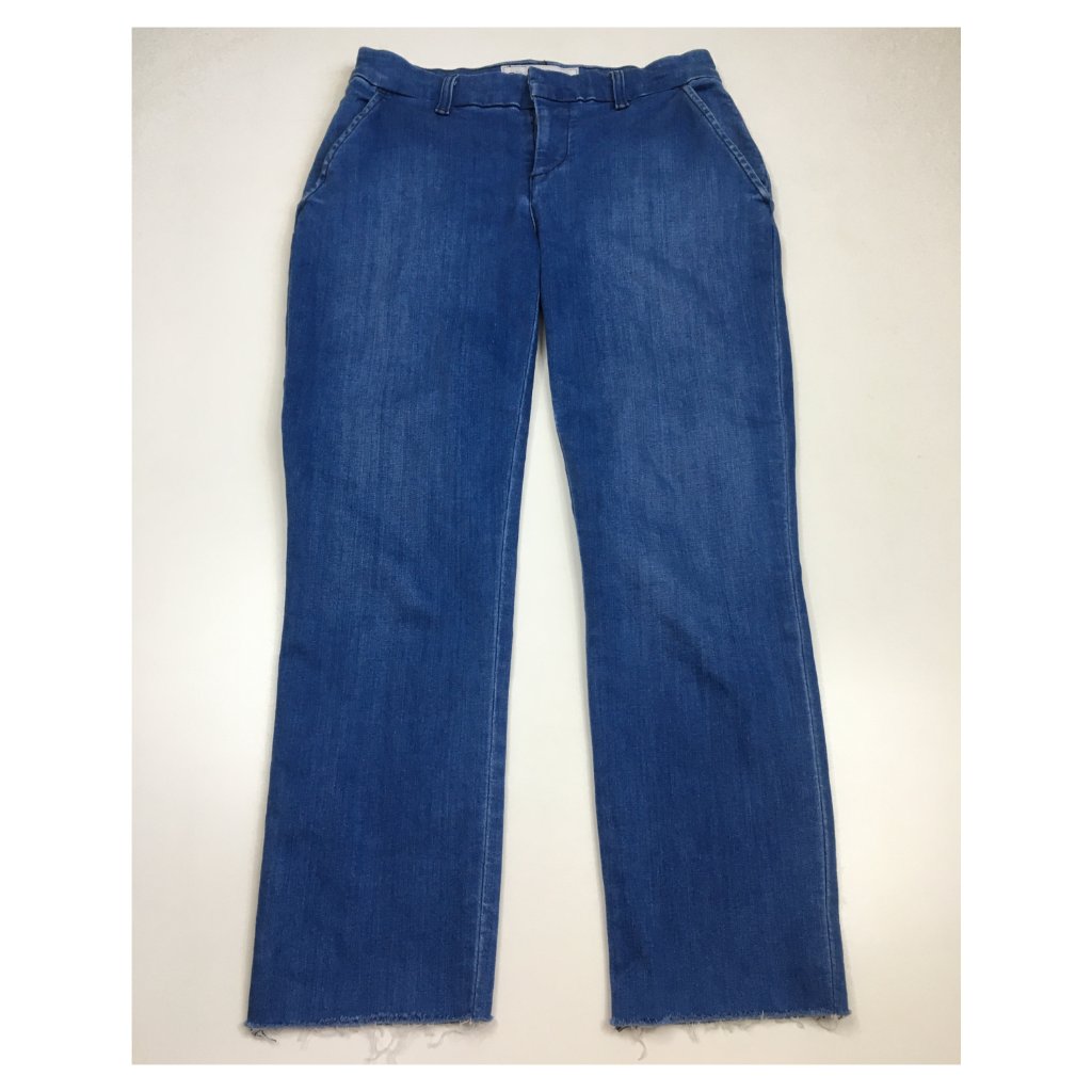 Frank & Eileen Blue/Med Wash Wicklow Italian Chino Raw Edge Hem Crop/Ankle Jeans